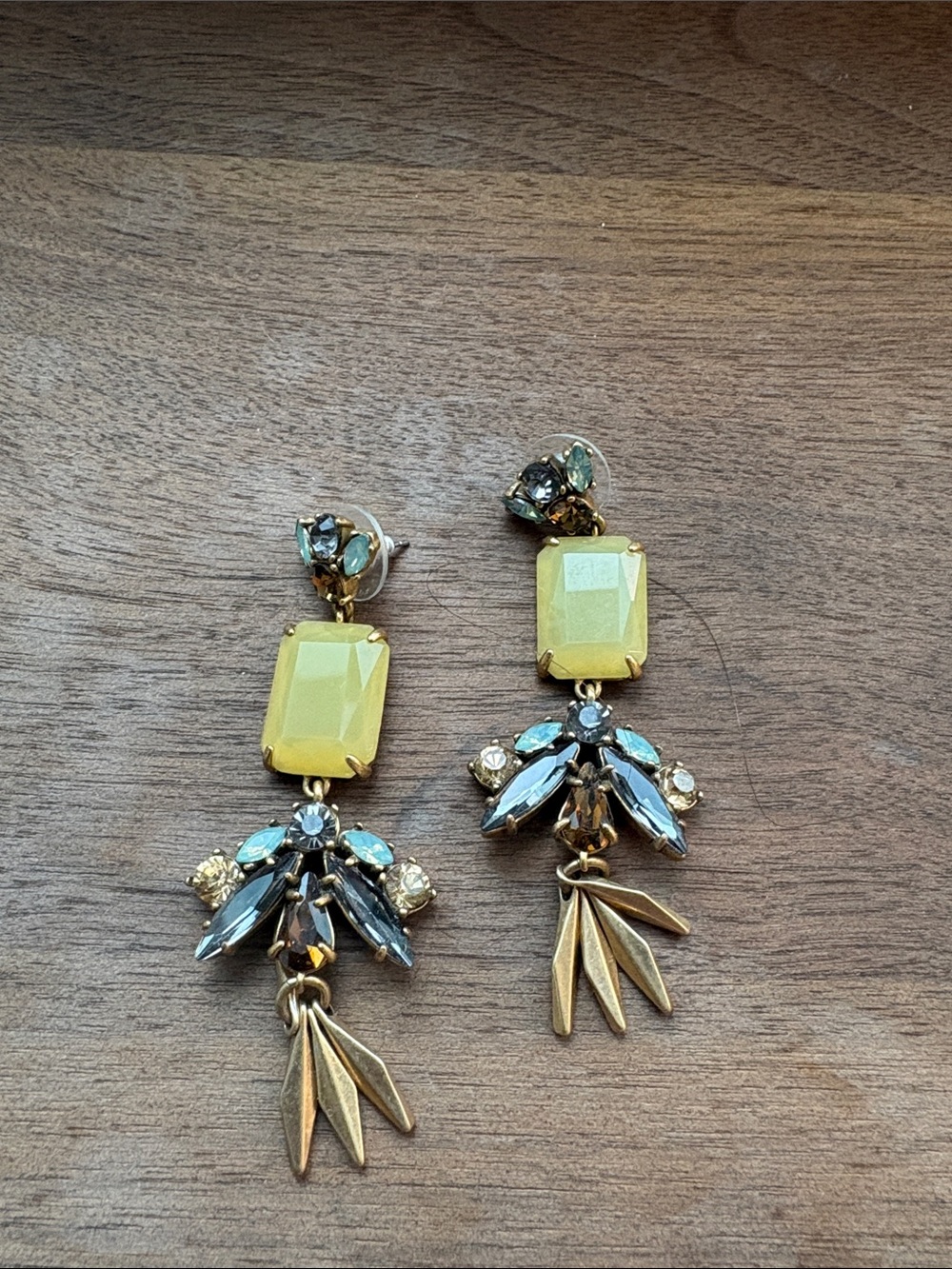 J. Crew Yellow and Blue Crystal Drop Earrings